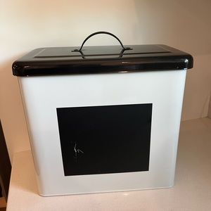 Metal storage container with lid and chalkboard